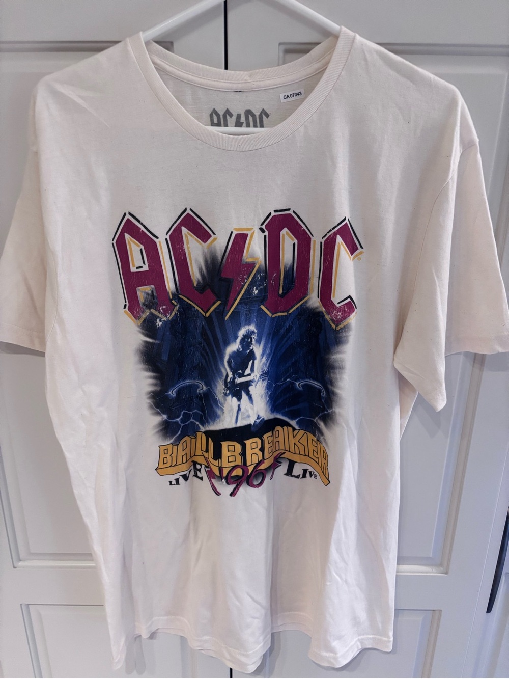 AC/DC White 'Blow Up Your Video' Graphic Band Tee large